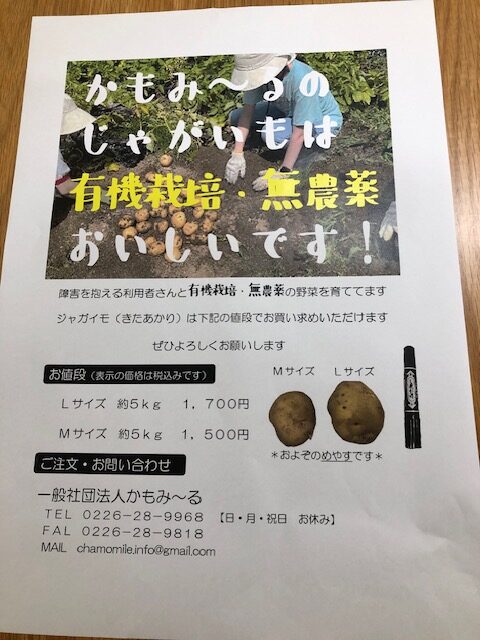 有機栽培・無農薬のじゃがいも、販売します！
